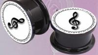 Treble Clef and Notes Ear Plug Expander Tunnel