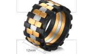 Stainless Steel 3 tone Mens Rings Band - Unique Design