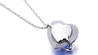 Blue Heart Crystal Music Note Necklace