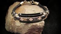 Leather & Stainless Steel Watch Style Bracelet