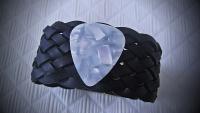 Chunky Magnetic Leather Bracelet with White Guitar Pick