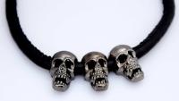 Leather Necklace with Ghost Skulls