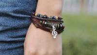 Vintage Leather Retro Beaded Music Bracelet