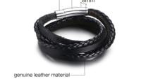 Punk Braided Multi Strand Leather Bracelet with Stainless Steel Clasp