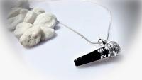 Microphone Necklace 925 Sterling Silver on snake chain