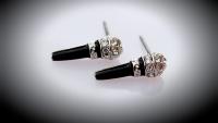 Microphone Earrings Silver and Black
