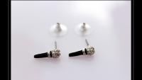 Microphone Earrings Silver and Black