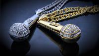 Microphone Necklace Large Hip Hop /Rapper -Gold or Silver