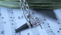 Microphone Necklace with Crystals