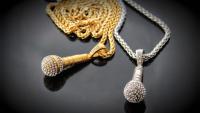 Microphone Pendant - Stainless Steel With Crystal