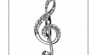 Music G Clef Brooch With Crystal Stones