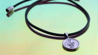 Stainless Steel Circle Treble Clef Leather Choker