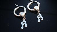Music Note Dangle Earrings In Stainless Steel With Lever Back