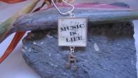 Music Is Life - Funky Resin Pendant With Music Note Charm