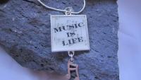Music Is Life - Funky Resin Pendant With Music Note Charm