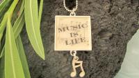 Music Is Life - Funky Resin Pendant With Music Note Charm