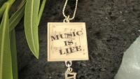 Music Is Life - Funky Resin Pendant With Music Note Charm