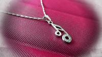 Music Note Charm Necklace with Crystal Stones