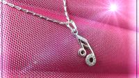 Music Note Charm Necklace with Crystal Stones