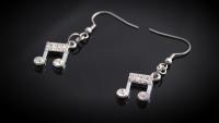 Crystal Music Note Drop Earrings.