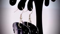 Music Note Guitar Pick Earrings - "Night & Day Notes" Design