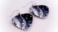 Music Note Guitar Pick Earrings - "Night & Day Notes" Design