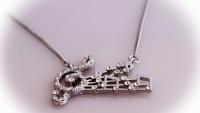 Music Note Necklace With Crystals