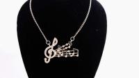 Music Note Necklace With Crystals