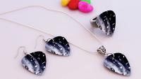 Music Note Guitar Pick Jewellery Set - "Night & Day Notes" Design