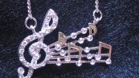 Music Note Necklace With Crystals