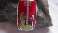 Red Electric Guitar Musical Instrument Pendant sleek n silver style