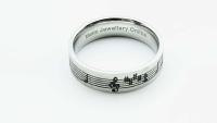 Music Note Ring Stainless Steel - Black Etched Music Notes