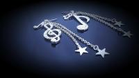 Note and Clef with stars dangle earrings