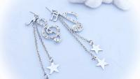 Note and Clef with stars dangle earrings