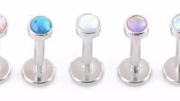 Opal Labret Studs - Body Jewellery 16G - Choice of Opal Colour