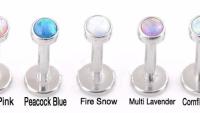 Opal Labret Studs - Body Jewellery 16G - Choice of Opal Colour