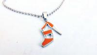 Orange High Heel Lady Shoe Pendant in Enamelled Stainless Steel