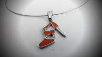 Orange High Heel Lady Shoe Pendant in Enamelled Stainless Steel