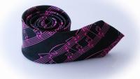 Music Note Score Tie Pink & Black