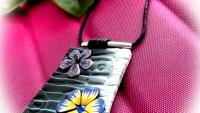 Polymer Clay Colorful Flower Tag Necklace