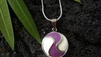 Purple and White Circle Charm Pendant - Purple Haze