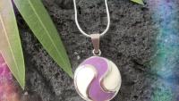 Purple and White Circle Charm Pendant