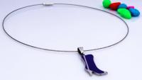 Purple High Heel Boot Pendant in Stainless Steel