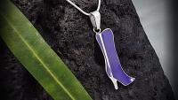 Purple High Heel Boot Pendant in Stainless Steel