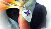 Purple Butterfly on White Guitar Pick Choker