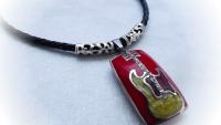 Red Electric Guitar Musical Instrument Pendant