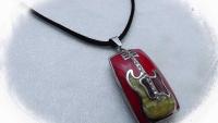 Red Electric Guitar Musical Instrument Pendant