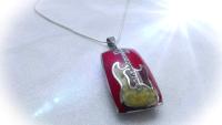 Red Electric Guitar Musical Instrument Pendant