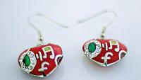 Music Note Red Enamel Earrings