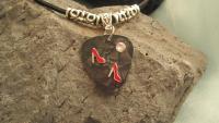 Guitar Pick Necklace Featuring Red Dancing Shoes